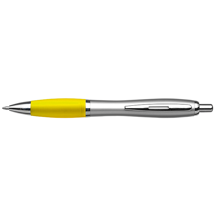 Silver Barrel Curved Design Ballpoint Pen