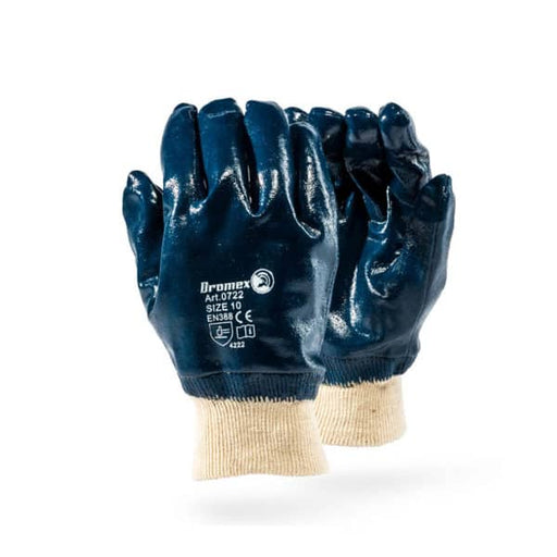 0722 Nitrile Coated Knitted Wrist Gloves - Navy Blue