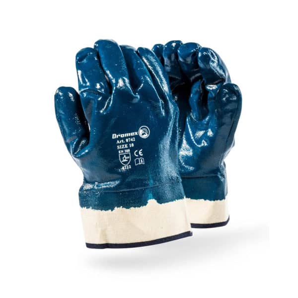 0742 Nitrile Coated Safety Cuff Gloves - Navy Blue