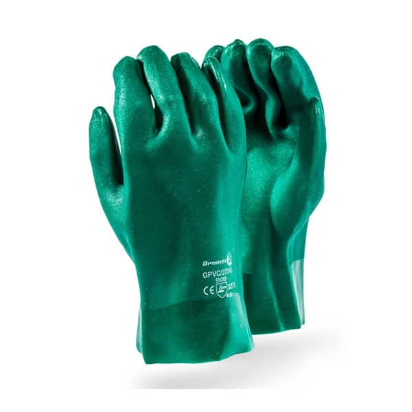 Heavy Duty Green PVC Gloves 27cm - Green