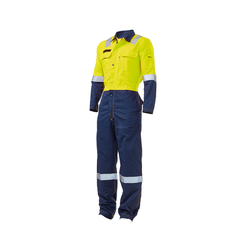 Modacrylic Hi-Viz Two Tone Boilersuit - Yellow