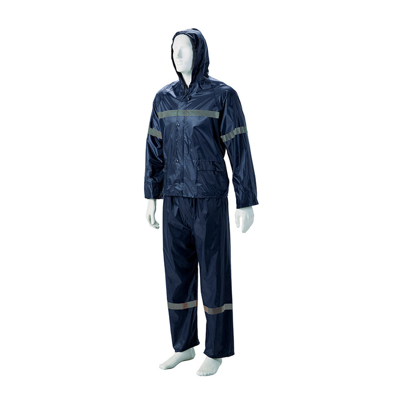 Reflective Rubberised Rain Suit - Navy Blue
