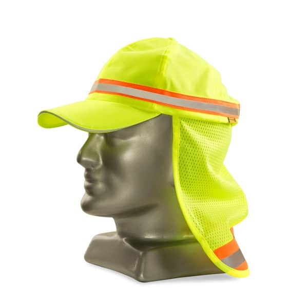 Reflective Baseball Cap With Neck Protector - Yellow