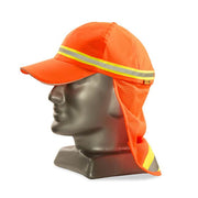 Reflective Baseball Cap With Neck Protector - Orange