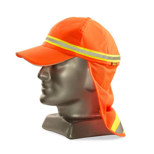 Reflective Baseball Cap With Neck Protector - Orange